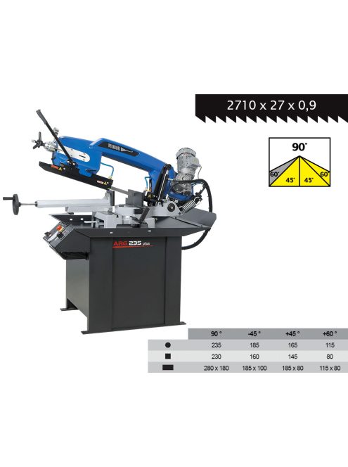PILOUS ARG235PLUS gravitációs-hidraulikus szalagfűrészgép, vágási kapacítás 235mm