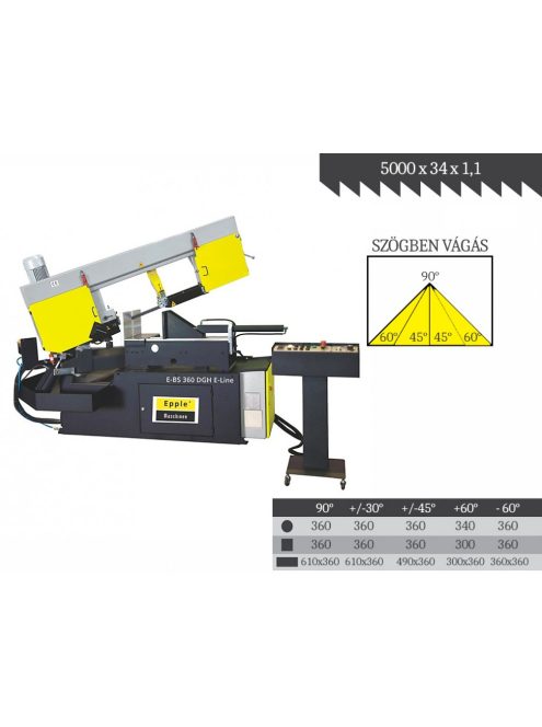 EPPLE E-BS 360 DGH félautomata szalagfűrészgép, vágási kapacítás 510x360mm