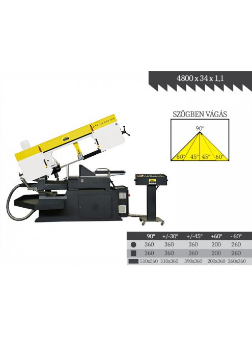EPPLE E-BS 360 DGH ECO félautomata szalagfűrészgép, vágási kapacítás 510x360mm