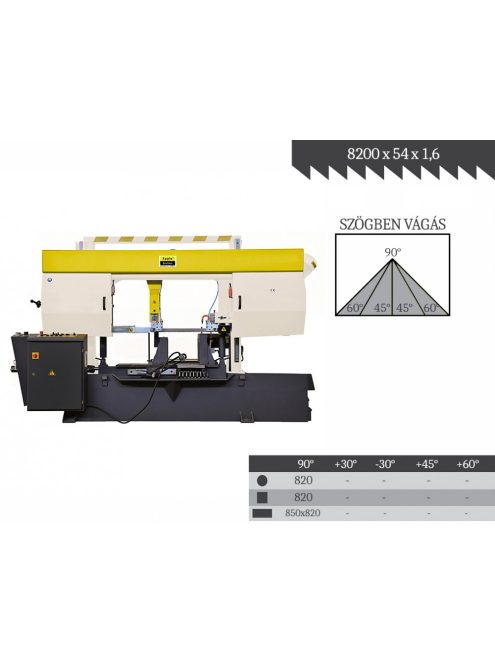 EPPLE E-BSP 820H kétoszlopos félautomata szalagfűrészgép, vágási kapacítás 820x820mm