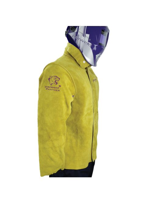 Panther hegesztőkabát, vastag,erősített kevlár varrás, hasított marha, sárga, méret: XXL