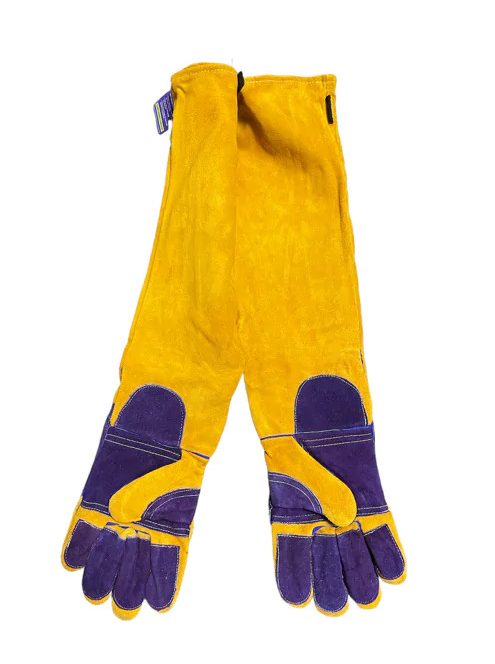 Panther Pro hegesztőkesztyű, tripla kevlár, marhabőr, sárga/lila, 480mm hosszú (10 db/cs)