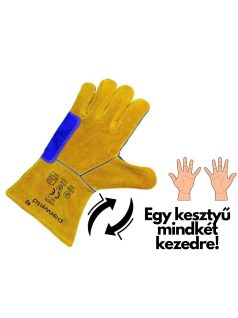   Panther MIG hegesztőkesztyű, megfordítható, marhabőr, 11-es, sárga/lila (jobbkezes és balkezes)