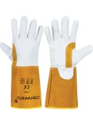 Panther prémium AWI kesztyű, erősített, impregnált kecske és borjúbőr, sárga/fehér (10 db/cs)