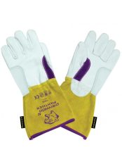   Panther prémium AWI kesztyű, erősített, bárány-kecske-marhabőr, sárga/fehér/lila (10 db/cs)