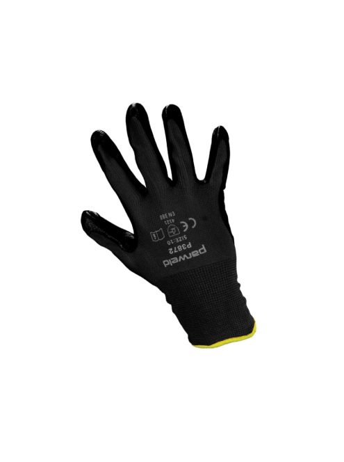 Grip poliészter kesztyű nitril bevonattal fekete 9-es