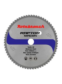Rotabroach TCT keményfémlapkás körfűrész, D: 230mm, belső furat: 25,4mm, fogszám: 26, univerzális 