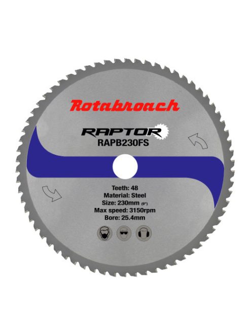 Rotabroach TCT keményfémlapkás körfűrész, D: 230mm, belső furat: 25,4mm, fogszám: 26, univerzális 